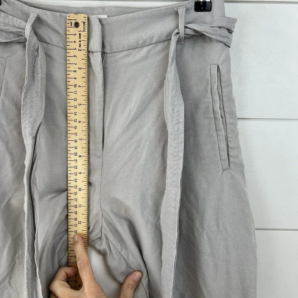 Wilfred 4‎ Jallade Gray Linen Trousers Pants Tie Waist Crop Belted